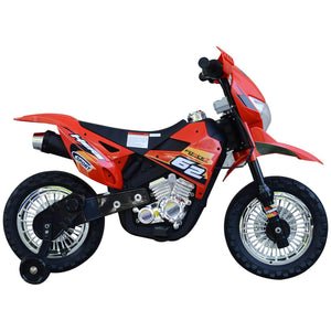 Moto Motocicletta Elettrica per Bambini 6V Kidfun Motocross Enduro Rosso