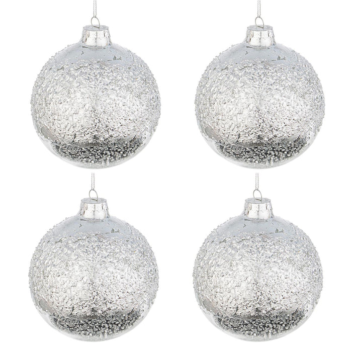 Palle di Natale Vetro Argento Grigio Moderne Decorazioni Addobbi Natalizi Albero Diametro: 100 mm