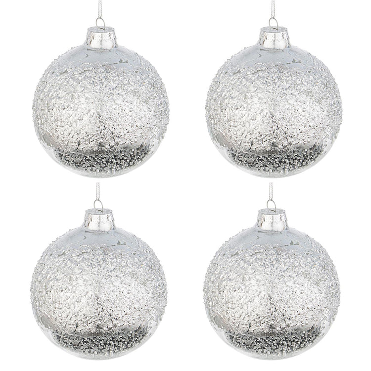 Palle di Natale Vetro Argento Grigio Moderne Decorazioni Addobbi Natalizi Albero Diametro: 100 mm