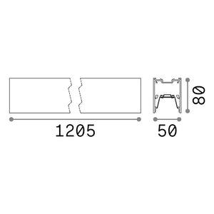 Sistema Lineare Fluo Wide Alluminio Bianco Led 27W 3000K Luce Calda L.120,5Cm