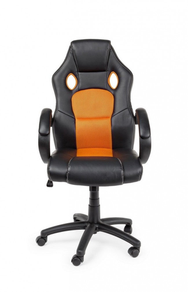 Sedia Poltrona da Gaming in Rete ed Similpelle Racing Nera-Arancio