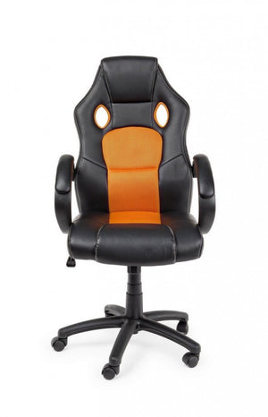 Sedia Poltrona da Gaming in Rete ed Similpelle Racing Nera-Arancio