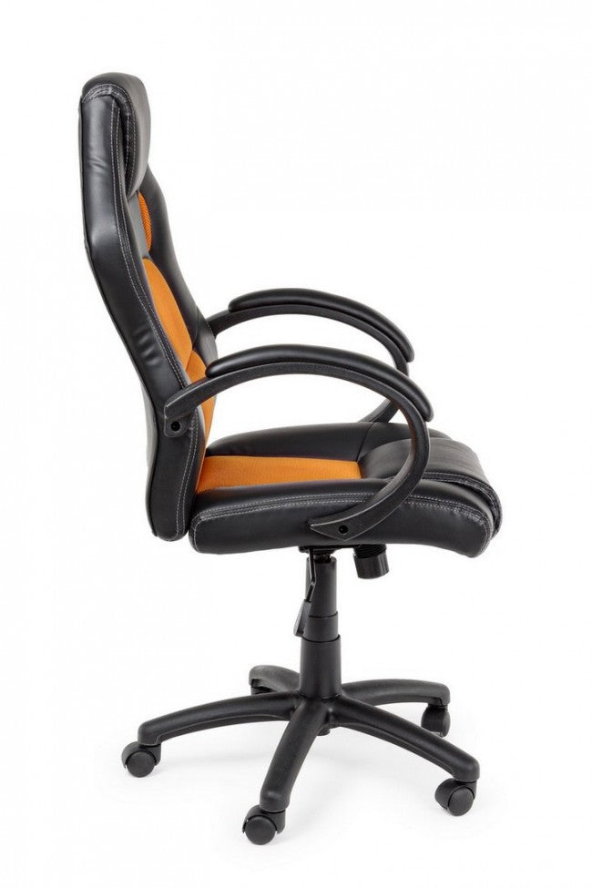 Sedia Poltrona da Gaming in Rete ed Similpelle Racing Nera-Arancio