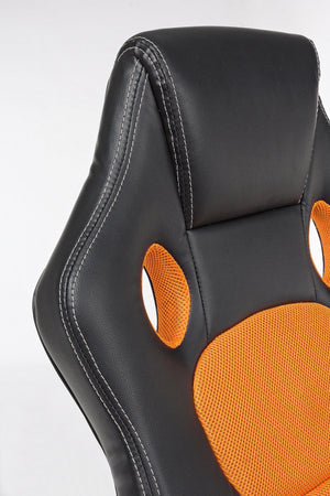 Sedia Poltrona da Gaming in Rete ed Similpelle Racing Nera-Arancio