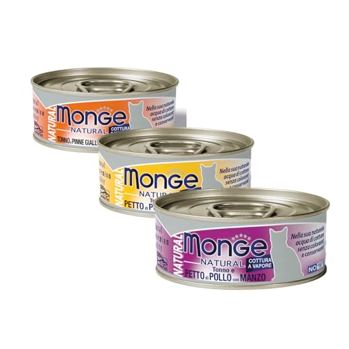 Monge Natural scatolette umido gatto 80g x 24 confezione risparmio. flavor: PETTO DI POLLO E MAIS, size: 80g