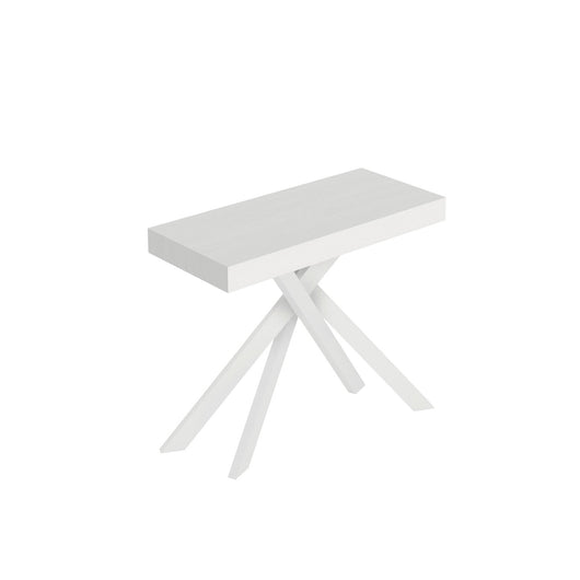 Consolle allungabile con gambe incrociate - SAKI PREMIUM Telaio: Bianco, Colore: Bianco Frassino, Dimensioni: 90x40/196