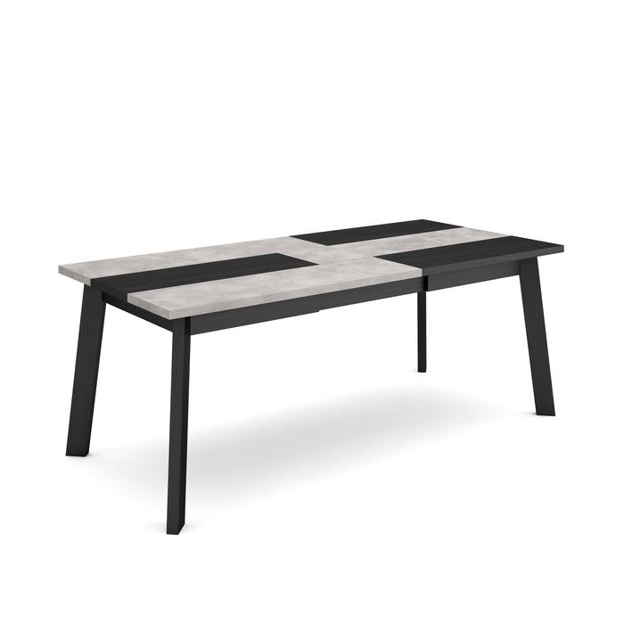 Tavolo da Pranzo, 194x90x74cm, Per 10 persone, Gambe in legno, grigio cemento RF2912