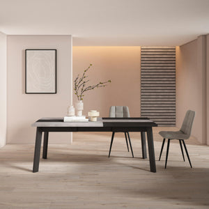 Tavolo da Pranzo, 194x90x74cm, Per 10 persone, Gambe in legno, grigio cemento RF2912