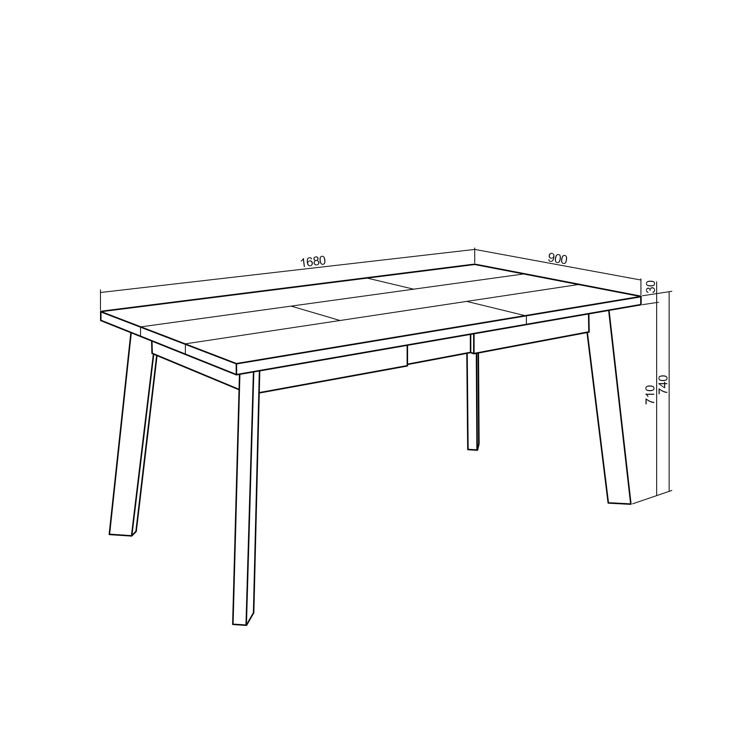 Tavolo da Pranzo, 168x90x74cm, Per 8 persone, Gambe in legno, grigio cemento RF2892