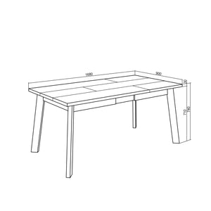 Tavolo da Pranzo, 168x90x74cm, Per 8 persone, Gambe in legno, grigio cemento RF2892