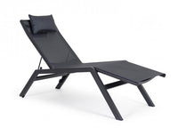 Lettino Chaise Longue da Giardino 65,5x177x105h cm con Cuscino Poggiatesta Krion Antracite