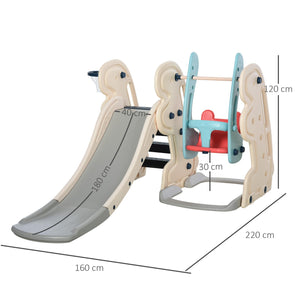 Scivolo per Bambini 220x160x120 cm con Altalena e Canestro  Bianco