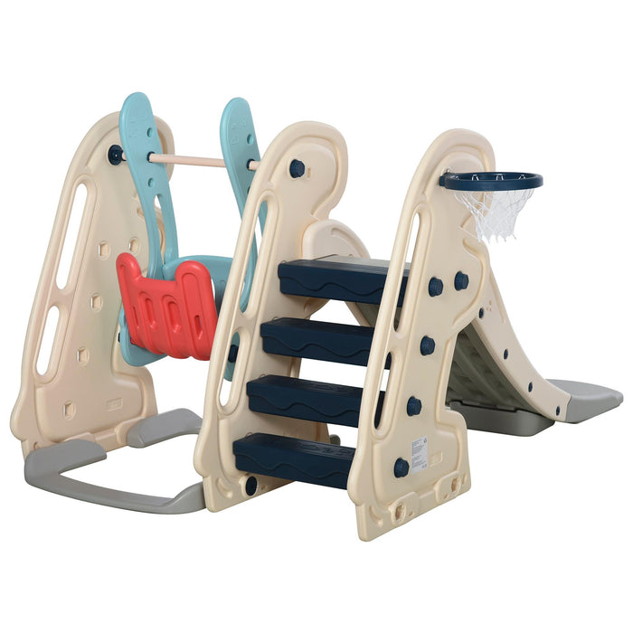 Scivolo per Bambini 220x160x120 cm con Altalena e Canestro  Bianco