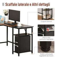 Scrivania da Ufficio ad Angolo Porta PC 150x120x75 cm in Legno e Metallo  Nera e Marrone