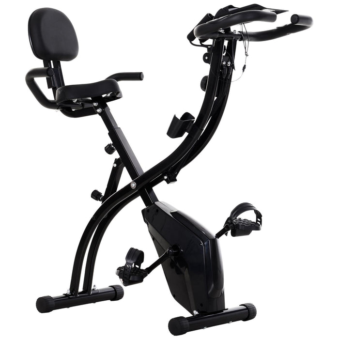 Cyclette da Spinning Pieghevole 51x97x115 cm con Bande Elastiche in Acciaio  Nera