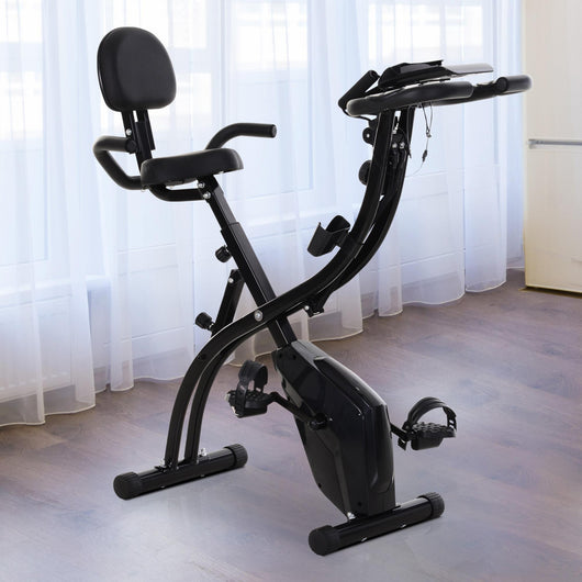 Cyclette da Spinning Pieghevole 51x97x115 cm con Bande Elastiche in Acciaio  Nera