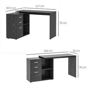 Scrivania da Ufficio ad Angolo Porta PC 117x83,5x76 cm in Legno  Nera