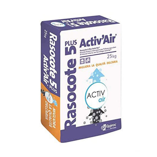 Rasocote 5 Plus Activ'Air Da 25 Kg Rasante Premiscelato Base A Base Gesso E Additivi Specifici 1 Sc-Gyproc Saint-Gobain