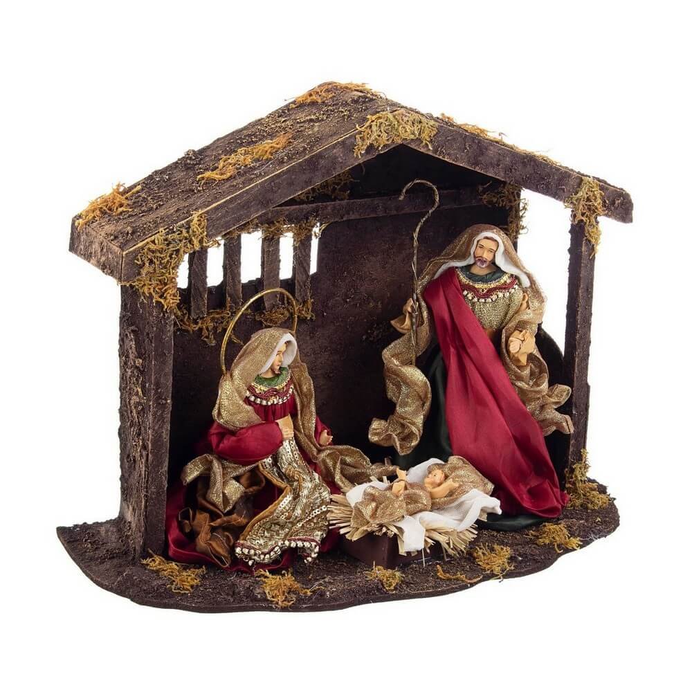 Natività Baroque rosso con capanna