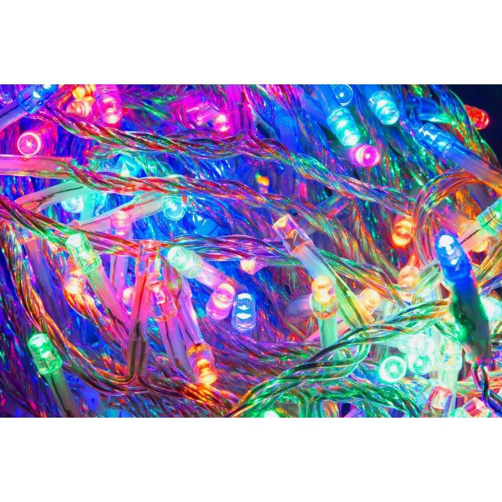 Catena di luci 300 LED multicolore filo trasparente interno-esterno