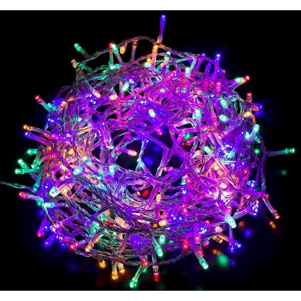 Catena di luci 300 LED multicolore filo trasparente interno-esterno