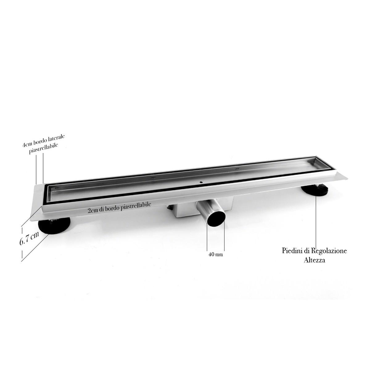 Canalina di Scarico 40x7 cm Piastrellabile in acciaio inox a Pavimento Bonussi