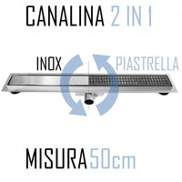 Canalina di Scarico 40x7 cm Piastrellabile in acciaio inox a Pavimento Bonussi