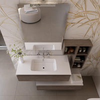 Mobile Bagno Sospeso 149-160 cm Lavabo Specchio Pensile e Cassettone Bonussi Kelly Rovere