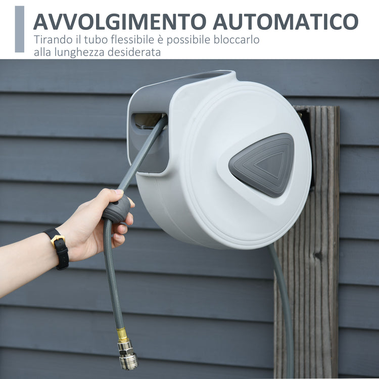 Avvolgitubo Automatico da Parete 20m per Compressore Aria Compressa  Grigio