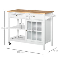 Mobiletto Carrello da Cucina 116,5x48x86,5 cm in MDF con Cassetti e Mensole  Bianco