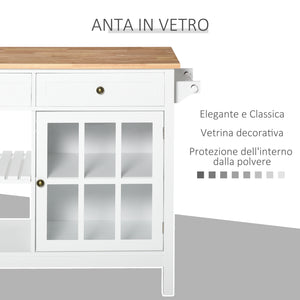 Mobiletto Carrello da Cucina 116,5x48x86,5 cm in MDF con Cassetti e Mensole  Bianco