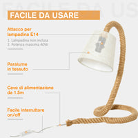 Lampada da Comodino Abat Jour con Paralume in Tessuto E14 29,5x21x43,5 cm  Beige