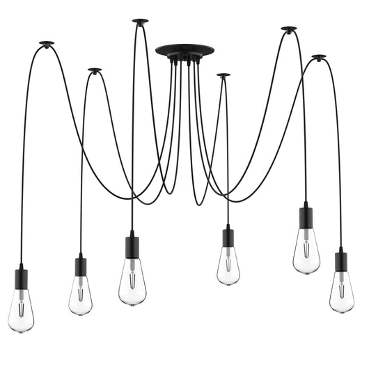 Lampadario a Soffitto Moderno a Sospensione 6 Luci E27 Ø34x16 cm  Nero