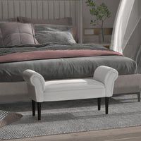 Panca Fondo Letto  102x31x51 cm in Tessuto Flanella  Grigia