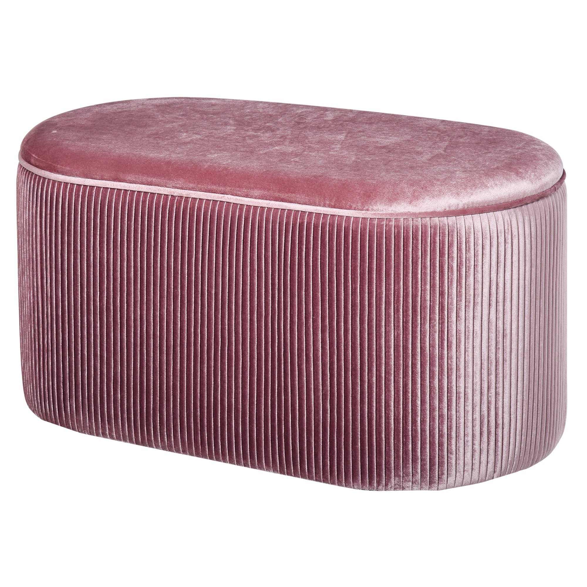 Pouf Sgabello Contenitore 81x40x41 cm in Tessuto Vellutato  Rosa