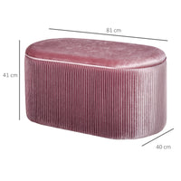 Pouf Sgabello Contenitore 81x40x41 cm in Tessuto Vellutato  Rosa