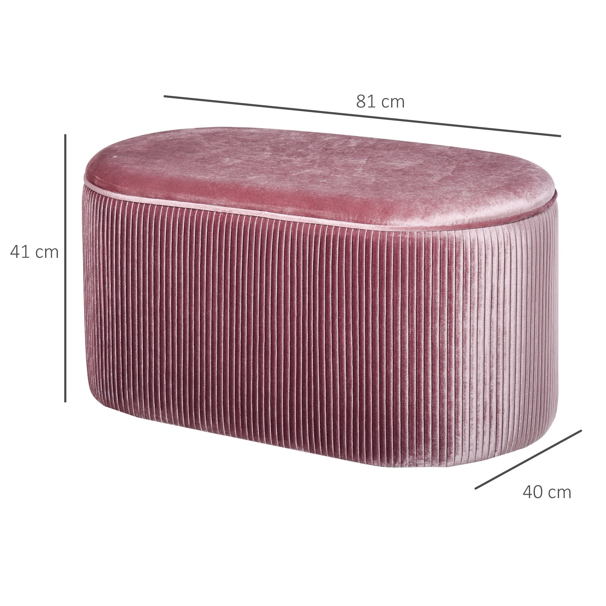 Pouf Sgabello Contenitore 81x40x41 cm in Tessuto Vellutato  Rosa