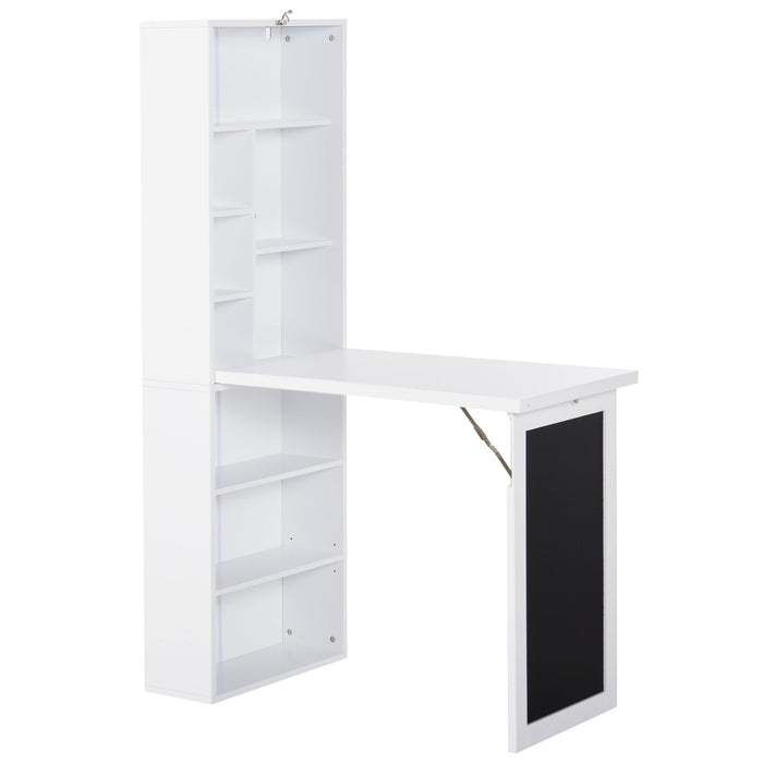 Scrivania da Ufficio Pieghevole con Libreria 98x51x153 cm  Bianca