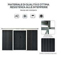 Casetta Box da Giardino in Lamiera per Deposito Attrezzi 277x130x173 cm  Grigio Scuro