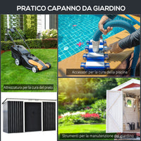 Casetta Box da Giardino in Lamiera per Deposito Attrezzi 277x130x173 cm  Grigio Scuro