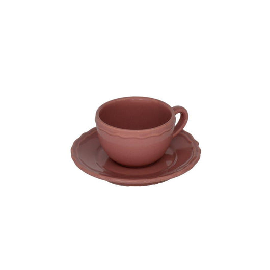 Set 6 Tazzine da Caffè con Piattino Ø7,5xh5 cm in Gres Porcellanato Juliet Rosa Antico