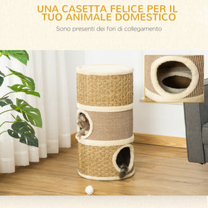 Cuccia per Gatti Tiragraffi a Torre Ø37,5x70 cm con Corda in Sisal  Marrone