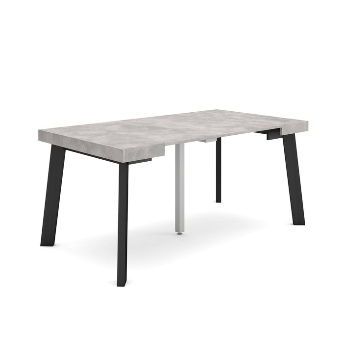 Consolle allungabile, 160x90x73cm, Per 8 persone, Gambe in legno, grigio cemento RF2995