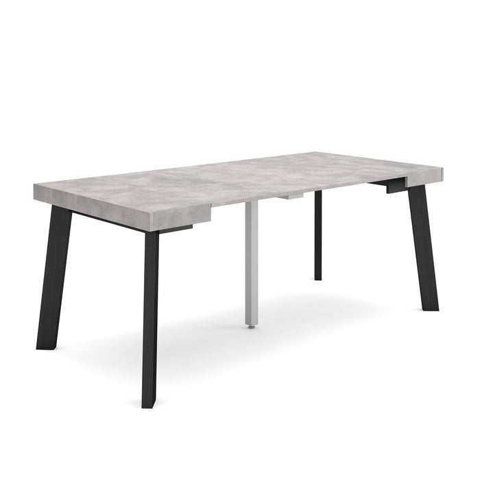 Consolle allungabile, 180x90x73cm, Per 8 persone, Gambe in legno, grigio cemento RF2999