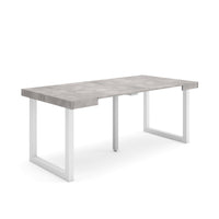 Consolle allungabile, 58 fino 180x90x73cm, Per 8 persone, Gambe in legno, grigio cemento RF2780