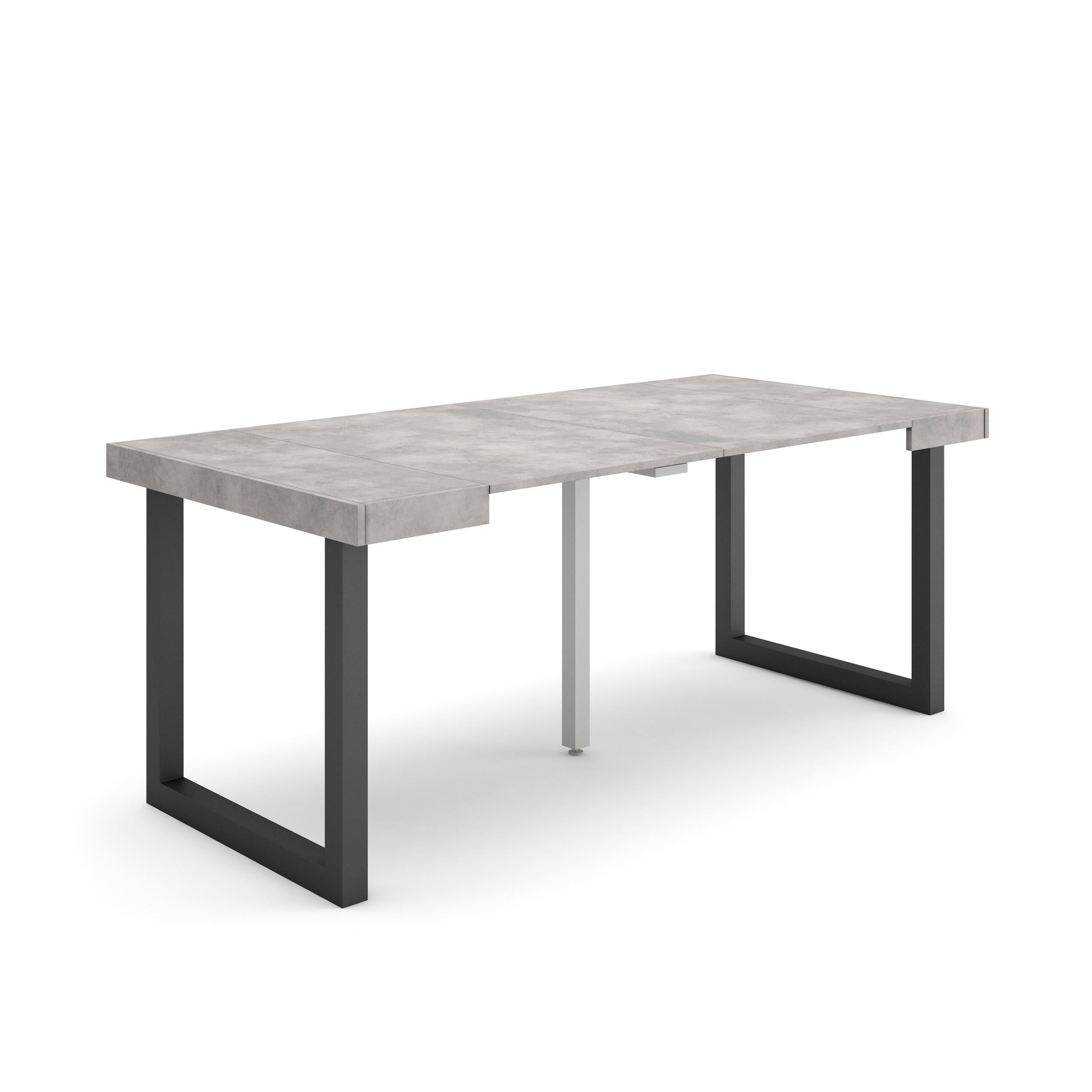 Consolle allungabile, 58 fino 180x90x73cm, Per 8 persone, Gambe in legno, grigio cemento RF2774