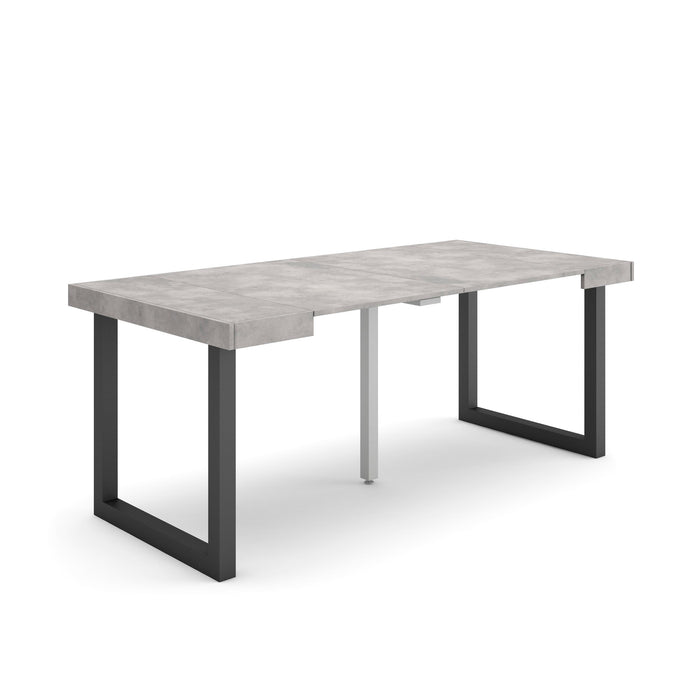 Consolle allungabile, 58 fino 180x90x73cm, Per 8 persone, Gambe in legno, grigio cemento RF2774