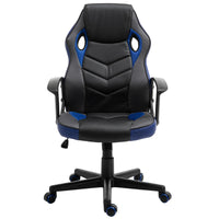 Sedia da Gaming Girevole Reclinabile in Similpelle  Nere e Blu