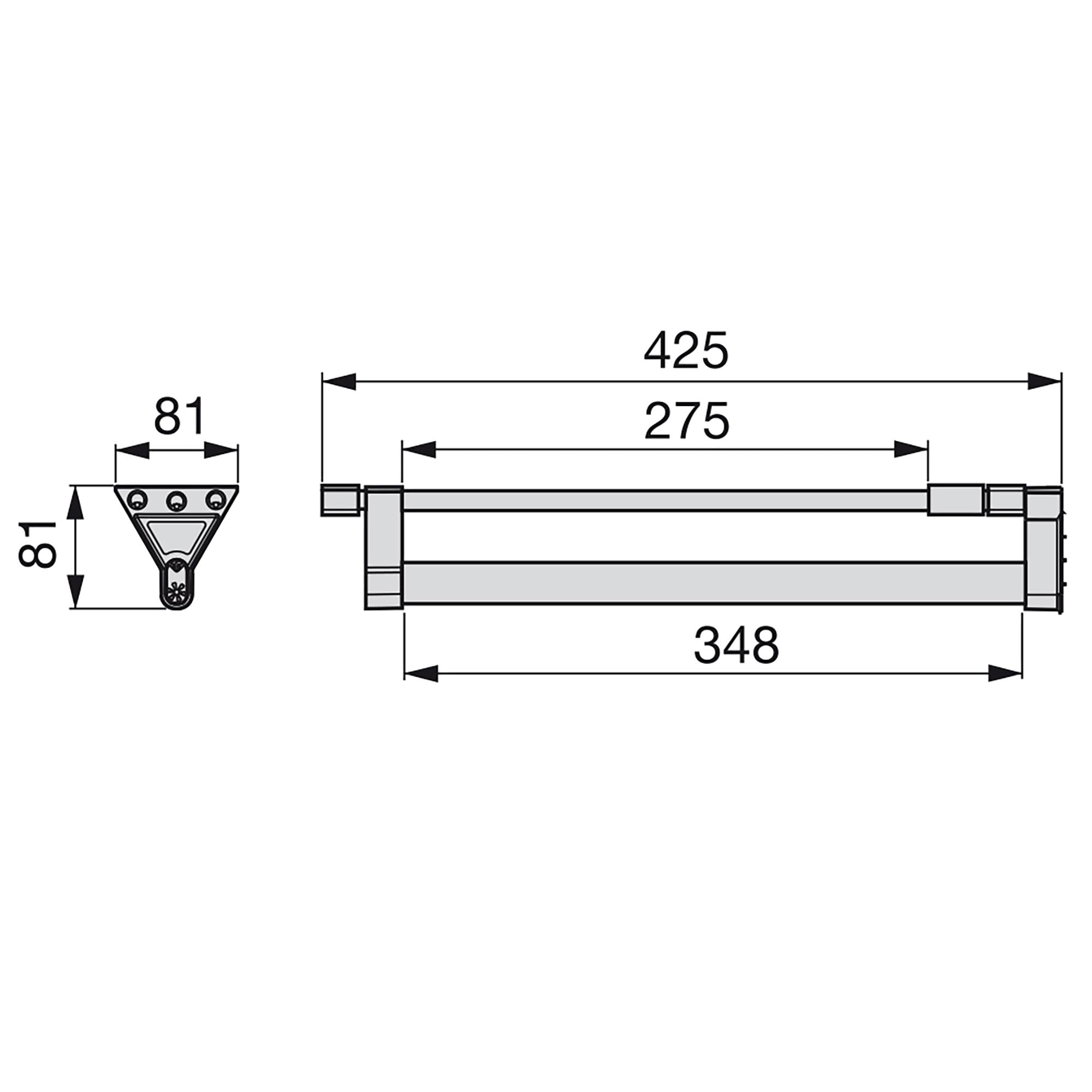 Appendiabiti Estraibile per Armadio 35 cm in Alluminio e Plastica Emuca Anodizzato Opaco