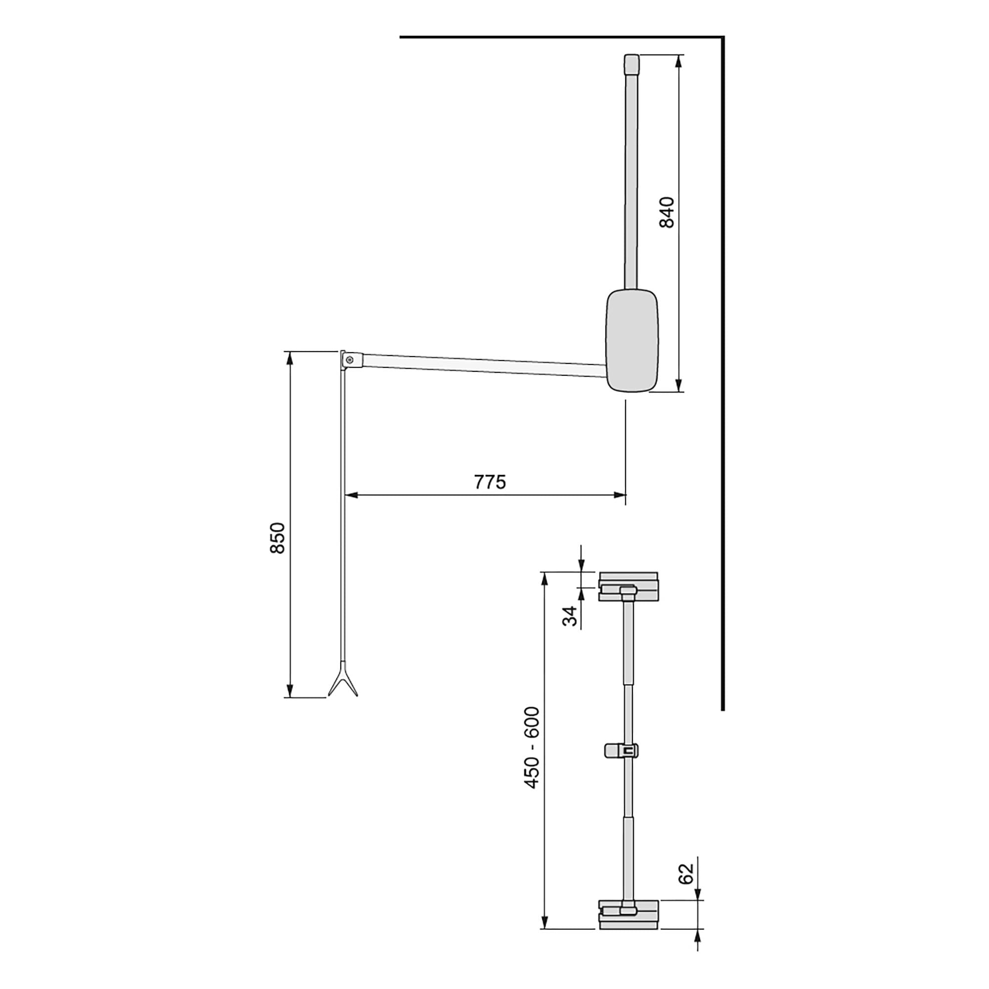 Appendiabiti per Armadio 45-60 cm Max 12Kg in Acciaio Emuca Titanio